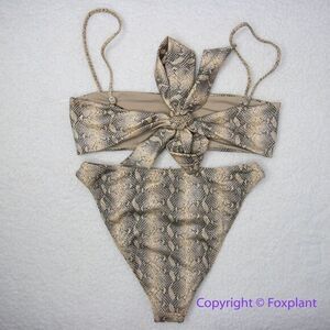NEW Skin by SAME Vegan‎ Leather Snake skin Bandeau Bikini Top, size M